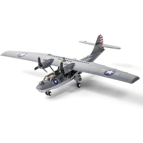 Honchoes WW2 Military PBY-5A Catalina Seaplane Fighter Building Set Compatible with Lego Army Airplane Model for Adults Boys 364 Pcs