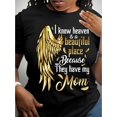 thumbnail image 1 of Camiseta con estampado "Sé que el cielo es un lugar hermoso porque tienen a mi mamá", manga corta, cuello redondo, informal, para verano y primavera, para mujer adulta, hombre, deportiva, informal., 1 of 6
