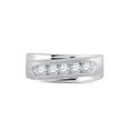 thumbnail image 2 of 14kt White Gold Mens Round Diamond 5-stone Wedding Ring 5/8 Cttw, 2 of 4