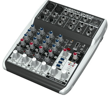 Behringer XENYX QX602MP3 Premium 6-Input 2-Bus Mixer w/ XENYX Mic Preamps, British EQs, MP3 Player & Multi-FX