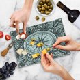 thumbnail image 5 of Nautical Cutting Board, Wind Rose Surrounded by Ornate Floral Arrangement Pattern Destination Graphic, Decorative Tempered Glass Cutting and Serving Board, Small Size, Black White, by Ambesonne, 5 of 5