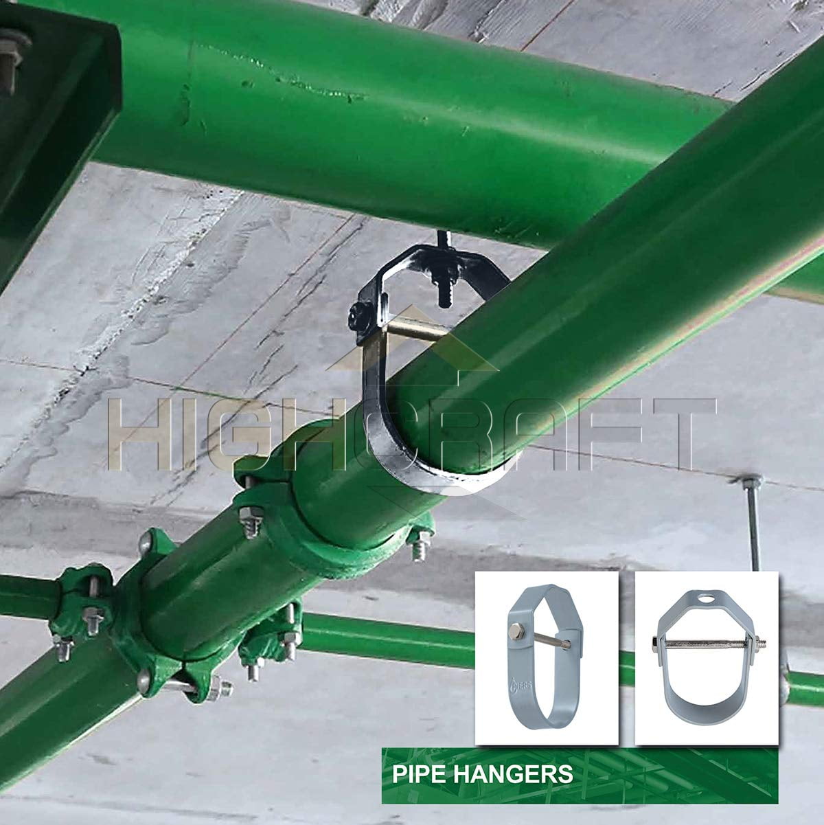 Highcraft 1-1/2 in. Clevis Hanger for Vertical Pipe Support in Light-Duty Epoxy Coated Steel (10-Pack)