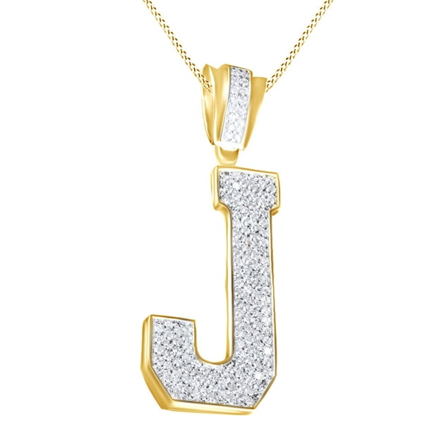 Jewel Zone US - Iced Out J Initial Alphabet Charm Pendant Necklace In ...