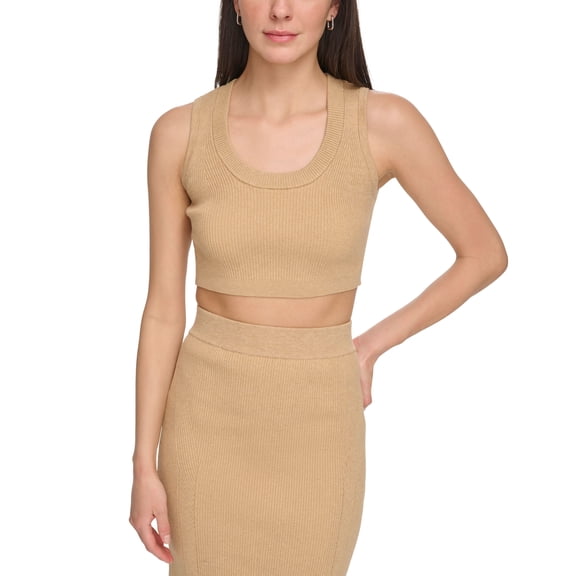 Women's Rib-Knit Cropped Tank Cashewpecan Heather S