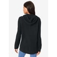 thumbnail image 2 of Roaman's Women's Plus Size Thermal Waffle Hoodie Zip Up Cardigan Jacket, 2 of 6