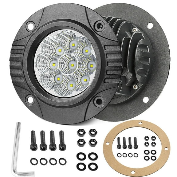 2X 5'' 90W  Flush Mount Round LED Work Light Pods Driving Spot Fog Lamp SUV Off Road