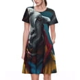 thumbnail image 1 of Easygdp Surrealist Goat para Vestido Transpirable de Mujer, Vestido Suelto de Manga Corta con Pliegues y Bolsillos para el Verano, 1 of 6