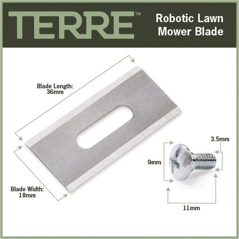 Terre Products, 30 Pack, Robotic Lawn Mower Replacement Blades, Compatible with Husqvarna Automower, Gardena Sileno, McCulloch ROB S Series, and more