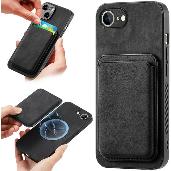 Wallet Case for iPhone 15 16 Pro Mas Plus Detachable Magnetic Cover , Retro PU Leather Phone Case with Card Slots Holder