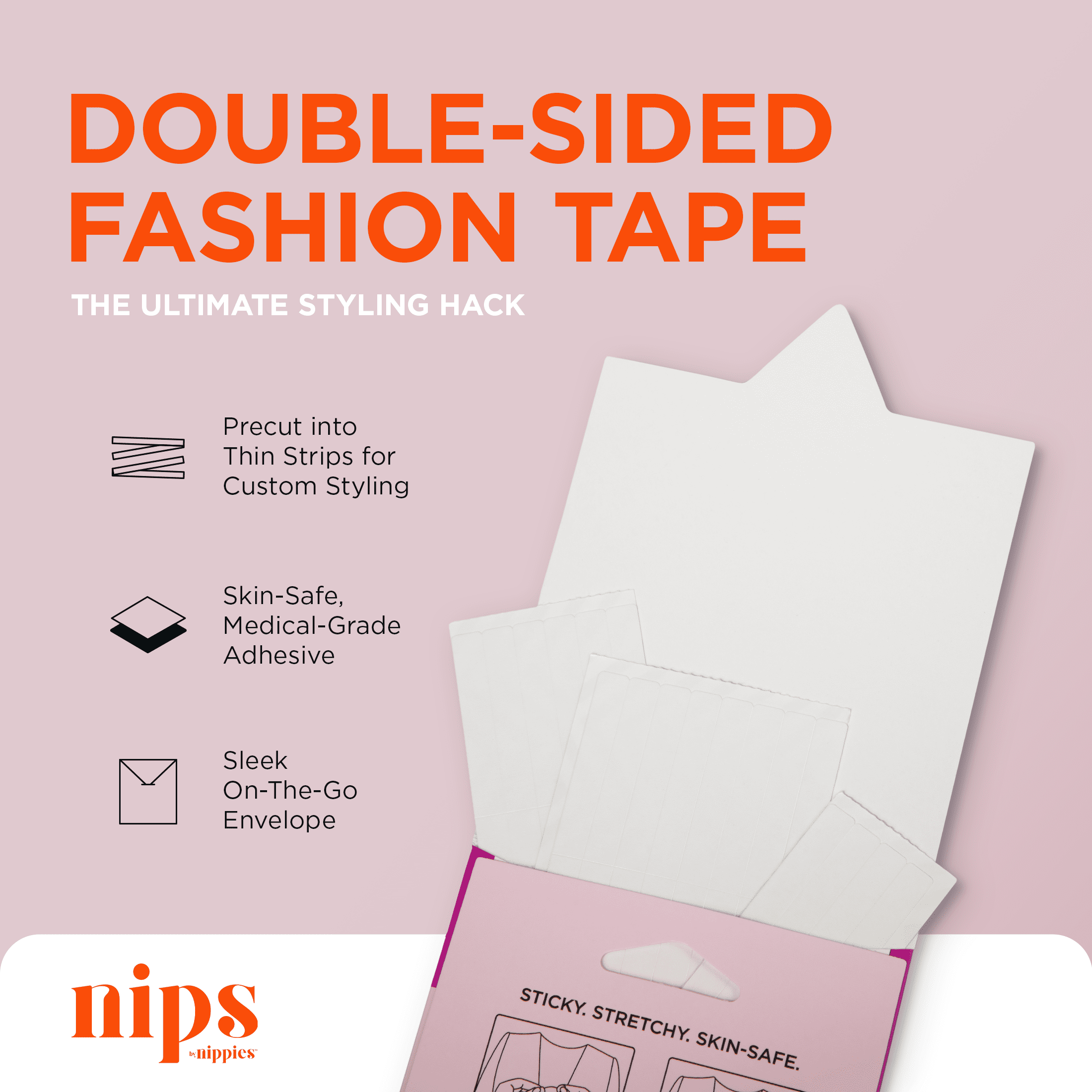 Nips by Nippies Women's Double-Stick Invisible Stylin' Tape for Clothing and Body