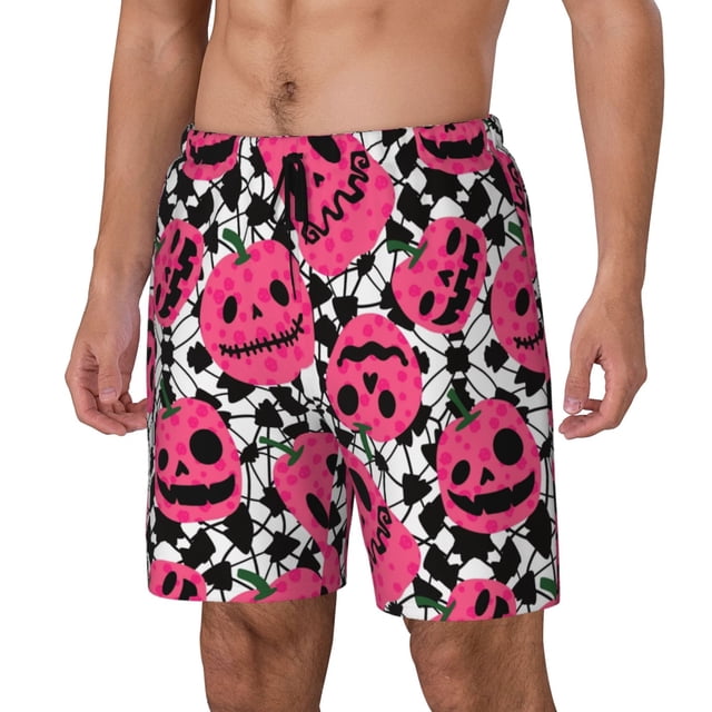 Fotbe Halloween Pumpkins Traje de Baño para Hombre – Shorts de Natación de Secado Rápido con Forro y Bolsillos-X-Large