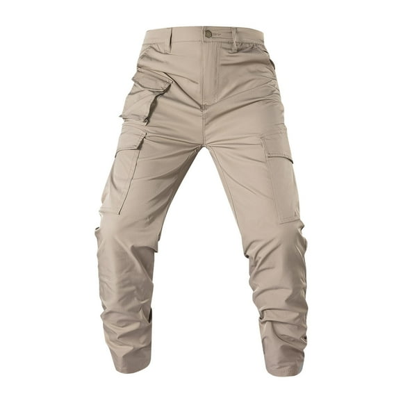 Pisexur Men's Pants Solid Color Outdoor Hiking Pants Multi Pockets Cargo Pants for Men Straight-Fit Athletic Workout Sweatpants Casual Oversized Zipper Jogger Pants S-5XL