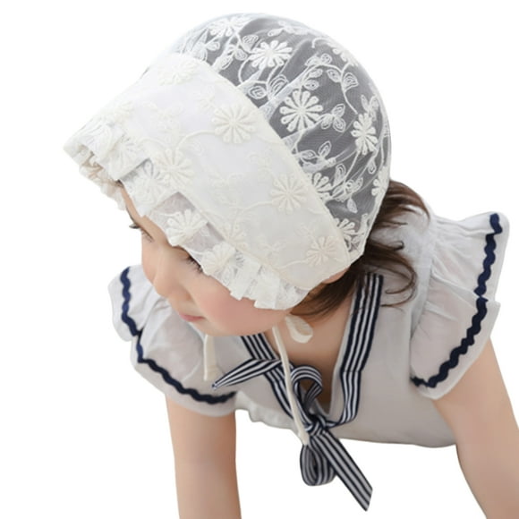 Coofit Casquette de Soleil pour Bébé Respirante en Dentelle avec Fleurs et Nœud, Bonnet de Soleil pour Nourrissons