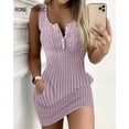thumbnail image 4 of Minivestidos informales de punto sin mangas para mujer, Bodycon con decoración de botones, 2024, 4 of 6