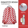 thumbnail image 5 of White Red Checkered Backpack for School,Cute School Bag,Schoolbag with Adjustable Shoulder Straps & Padded Back,15.3"x11"x7.1"., 5 of 6