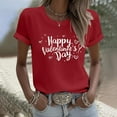 thumbnail image 5 of Ounisa T-Shirts pour Femmes Col Rond Mignon Cœur Lettre Graphique Manches Courtes Hauts d'Été, 5 of 5
