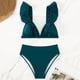 thumbnail image 5 of Conjunto de Bikini de Cintura Alta para las Mujeres de Color Sólido con Hebilla de Espalda, Traje de Baño Sexy sin Espalda con Almohadilla de Pecho, 5 of 6