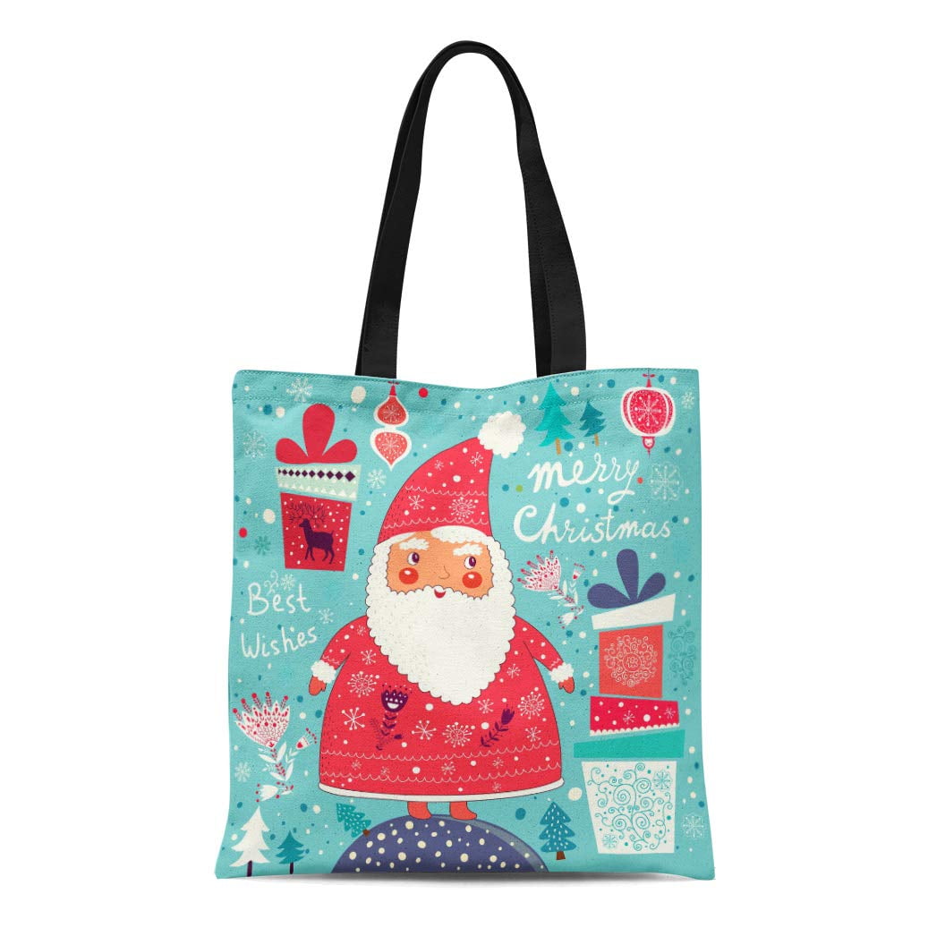 LADDKE Canvas Bag Resuable Tote Grocery Shopping Bags Box Merry