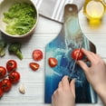 thumbnail image 3 of Outer Space Cutting Board, Spaceman in the Galaxy in Front of Nebula Gas Cloud Interstellar Art Print, Tempered Glass Cutting and Serving Board, Wine Bottle Shape, Blue Yellow, by Ambesonne, 3 of 5