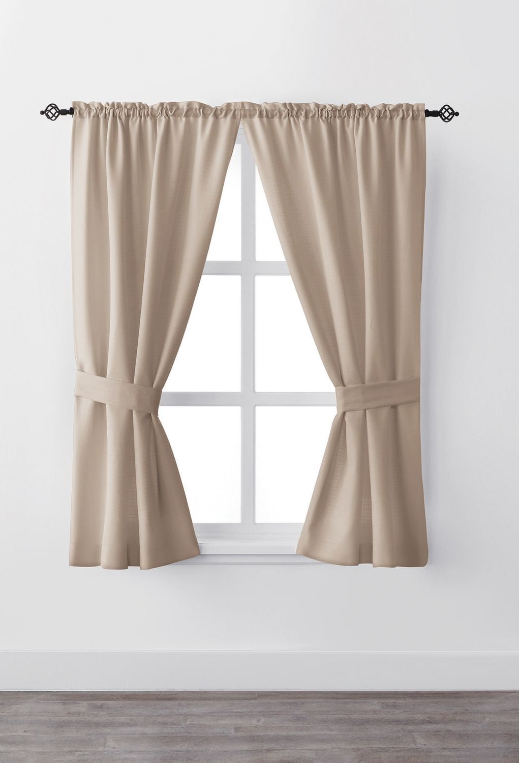 Mainstays Bennett 63" Rod Pocket Window Curtain Drapery Panel Set