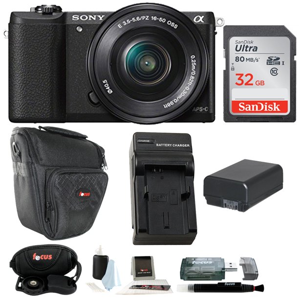 Sony Alpha A5100 Ilce5100l B With 16 50mm Lens 24mp Mirrorless Interchangeable Lens Digital Camera Black 32gb Bundle Walmart Com Walmart Com