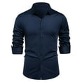 thumbnail image 2 of M-4X Plus Size Dress Shirts for Men Long Sleeve Big & Tall Slim-Fit T-Shirts Mens Formal Solid Color Button-Down Collared Business Work Tops, 2 of 6