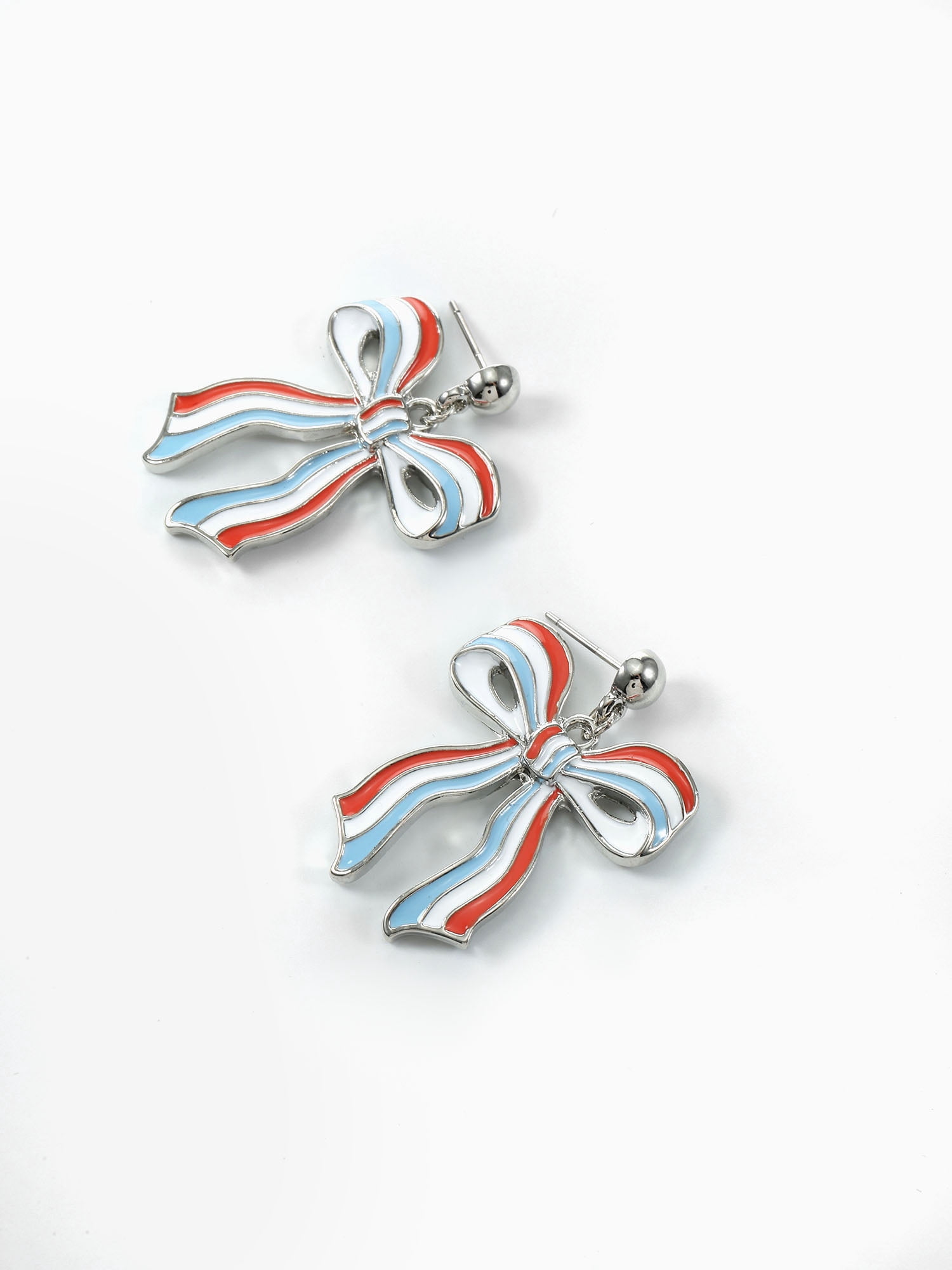 Way to Celebrate Americana Red White and Blue Bow Earrings