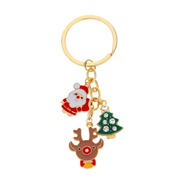 Llavero navideño, llavero de coche, accesorios para llaveros, bonitos dijes para monedero, Navidad con ciervos