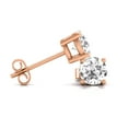 thumbnail image 2 of 1.50 CTW Round Lab Grown Diamond Solitaire Stud Earrings with Basket Setting Pushbacks in 14K Rose Gold (E-F, VS1-VS2), 2 of 3