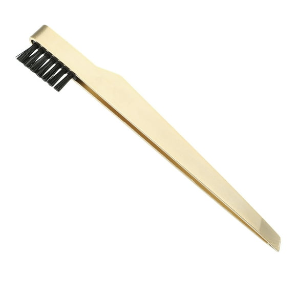 Portable 2 In1 Eyebrow Shaping Tool, Stainless Steel Eyebrow Clip, Eyebrow Brush, for Women's Eyebrow Combing, Gold Tone