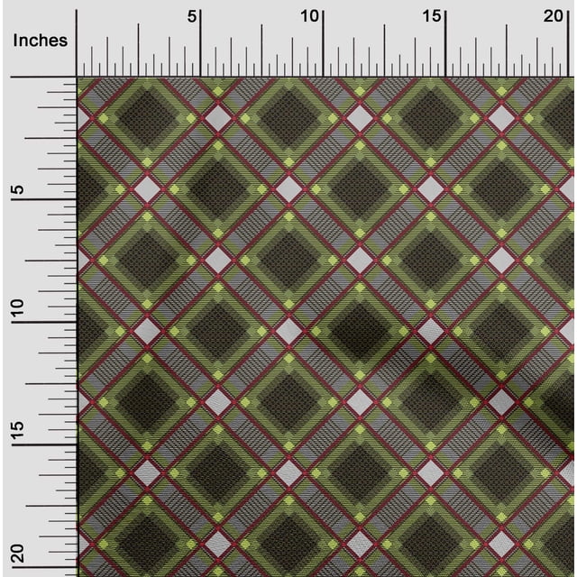 oneOone Polyester Lycra Fabric Tartan Check Print Fabric BTY 56 Inch Wide