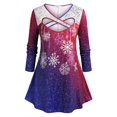 thumbnail image 1 of Camiseta Tipo Túnica Panel Encaje Copo de Nieve Ombre Plus Rosegal Mangas largas de talla grande, 1 of 5