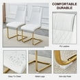 thumbnail image 5 of PU Leather Dining Chairs Set of 6, Modern Accent Kitchen Chairs with Backrest and Arch Leg, Upholstered Armless Side Chair for Kitchen, Living Room, Dining Room, White & Gold, 5 of 8