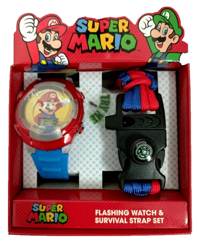 Accutime Super Mario Flashing Watch & Survival Strap Set Walmart