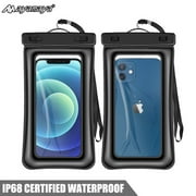 Floating Waterproof Phone Pouch,AYAMAYA IP68 Case Dry Bag for Cellphone Protection,Universal Compatible for iPhone 14 13 12 11 Pro Max XS Plus Samsung Galaxy S23 Cellphone Up to 7.0-2 Pack,Black