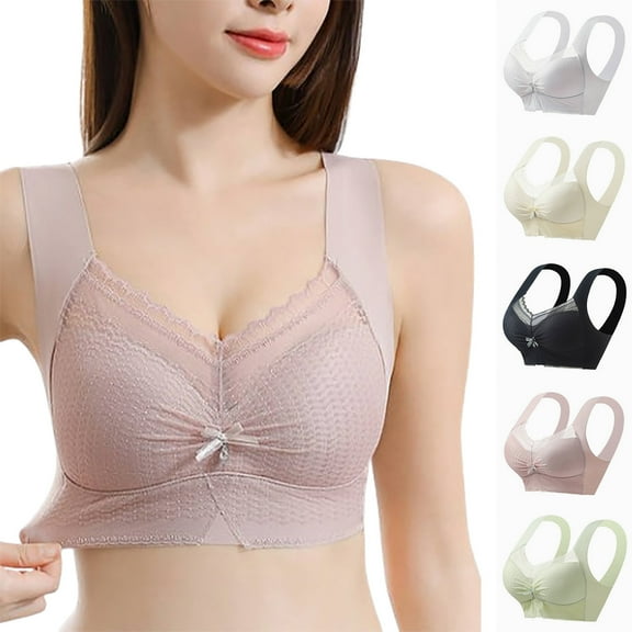 Agkizg Plus Size Womens Bras,T-Shirt Bras for Women Push Up Bras,Ice Silk Seamless Soft Support Lifting Underwear Semi Fixed Cup Gathering Sagging Sleep Bra, Sizes L-4XL