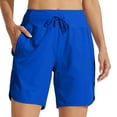 thumbnail image 7 of Women's 7" Athletic Running Long Shorts Workout Hiking Shorts Quick Dry High Waisted Active Zipper Pocket(Blue,M）, 7 of 7