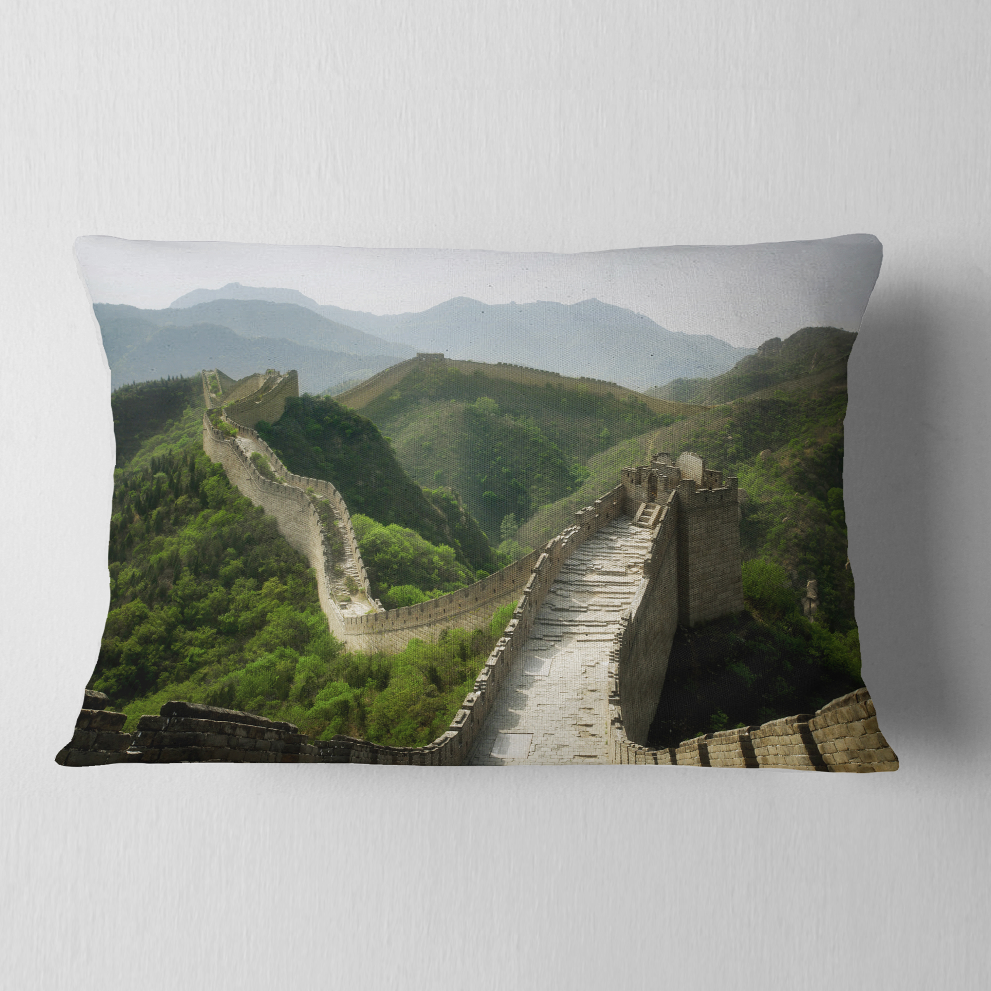 Designart Great Wall of China - Photography Throw Pillow - 12x20