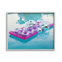 Stupell Industries Summer Pool Disco Balls Abstract Painting Gray Framed Art Print Wall Art, 30 x 24