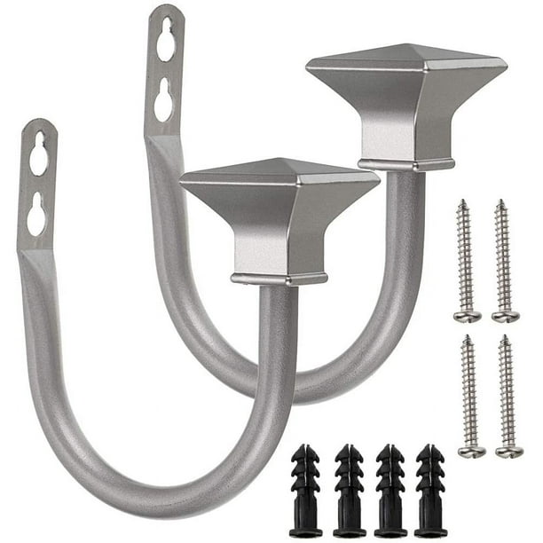 Bienvenido Juego de 2 alzapaños decorativos cuadrados de metal para cortinas, alzapaños para cortinas de ventana montados en la pared para dormitorio, sala de estar, oficina, vienen con tornillos,