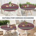 thumbnail image 7 of Purple Boho Tribal Stripes and Hearts Pattern Round Fitted Tablecloth with Elastic Edge,Dining Table Cover Waterproof,Outdoor Round Tablecloth for Camping,Dining,Indoor and Outdoor, 7 of 7