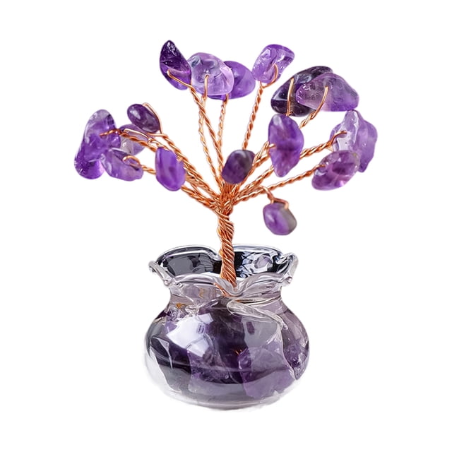 Wosthever Piedra hecha a mano Feng Shui Bonsai Árbol Piedra preciosa natural Piedra hecha a mano Feng Shui Bonsai Árbol de riqueza Decoración del hogar Estilo 4