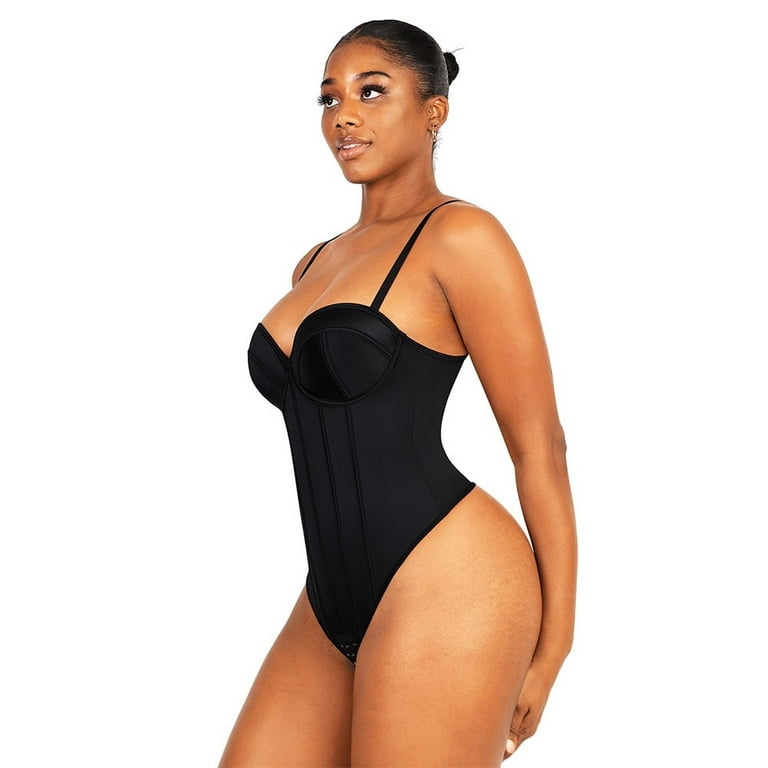 Cupped Strapless Thong Bodysuit Shapewear Wired-cup Bra Body Shaper Women  Tummy Control Butt Lifter Corset Waist Trainer Slimming Contouring