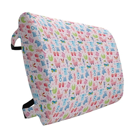 

Cartoon Lumbar Pillow Toys Teddy Bear Rabbit Bunny Birthday Girls Cheerful Design Soft Back Cushion for Office Chairs with Adjustable Straps 14 x 13 Pale Pink Blue Rose by Ambesonne