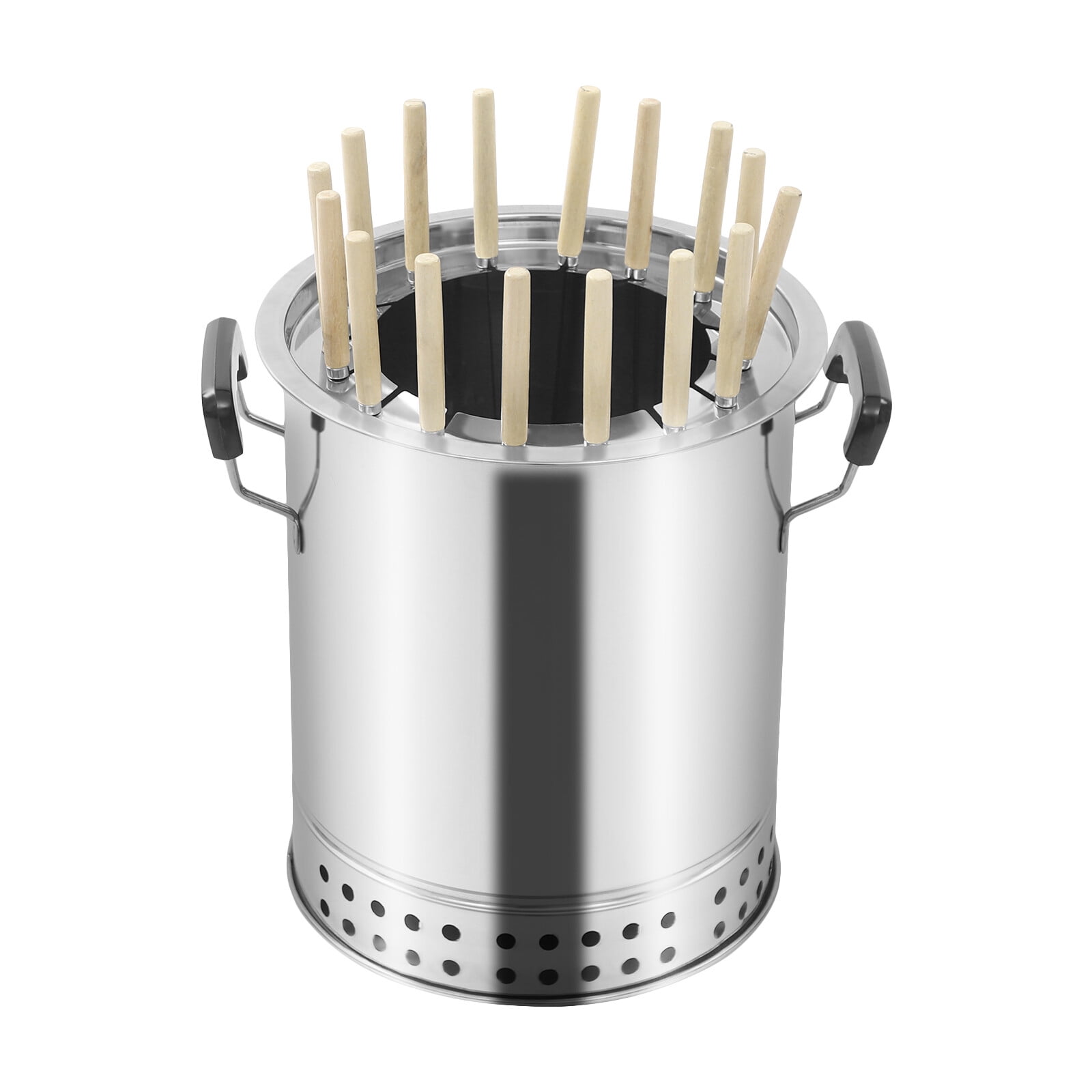 Portable Charcoal Grill, Compact Smokeless BBQ Charcoal Grill Stainless Steel Charcoal Kebab Grill, 360° All-Round Roasting BBQ Stove for Outdoor Cooking, Camping, Picnic, Backyard (16 Skewers)