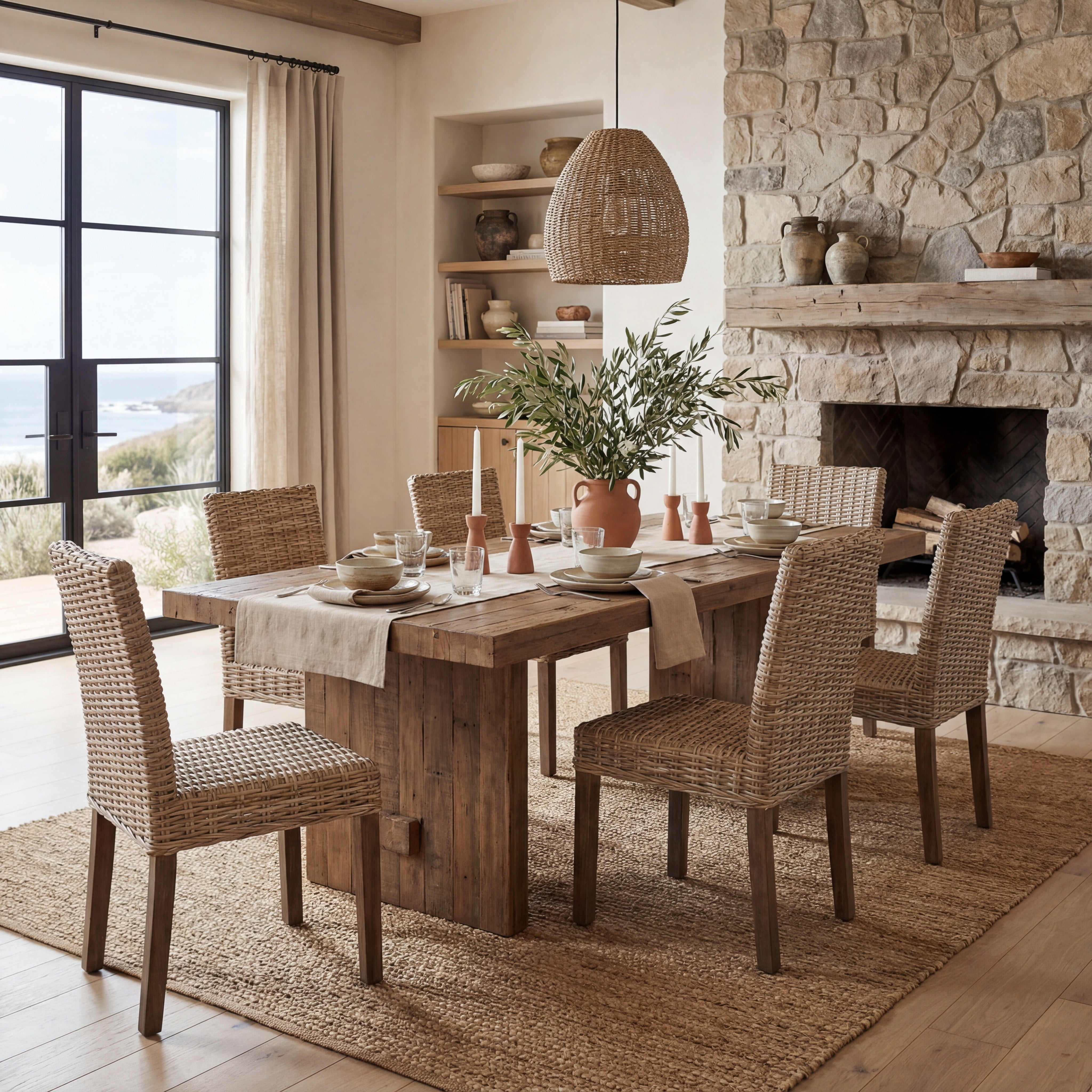 SAFAVIEH Grove Bohemian Rattan Solid Dining Bistro Chair, Natural (Set of 2)