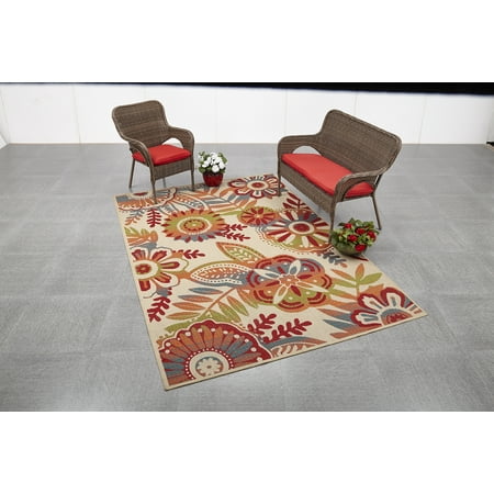 Mainstays 6'6x9'6 Floral Indoor/Outdoor Area Rug