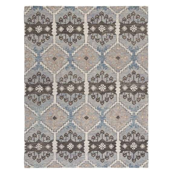 SAFAVIEH Aspen Noweel Geometric Wool Area Rug, Light Blue/Cream, 9' x 12'