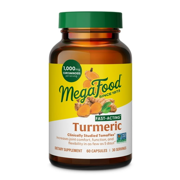 MegaFood Fast-Acting Turmeric Curcumin With Black Pepper - 60 Capsules, 30 Servings