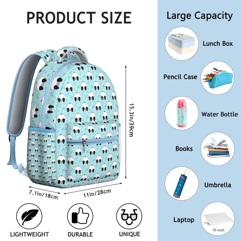 Panda Print Backpack - Waterproof School Bag for Teens  display picture 1